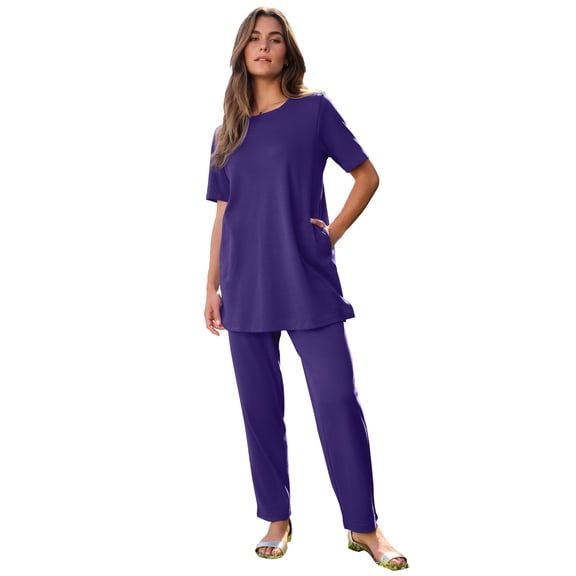 Roaman's Women's Plus Size Soft Knit Pocket Tunic