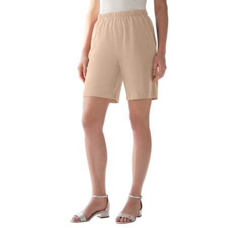 Roaman's Women's Plus Size Petite Plus Size Soft Knit Pull-On Short