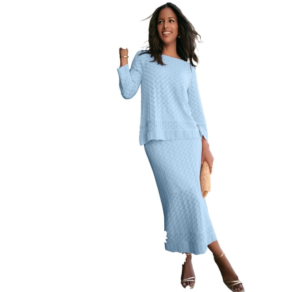 Roaman's Women's Plus Size Soft Pointelle Sweater