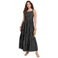 thumbnail image 1 of Roaman's Women's Plus Size Square Neck Adjustable Strap Maxi Dress, 1 of 1