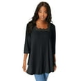 thumbnail image 1 of Roaman's Women's Plus Size Squareneck Pointelle Top, 1 of 5