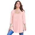 thumbnail image 1 of Roaman's Women's Plus Size Squareneck Pointelle Top, 1 of 5