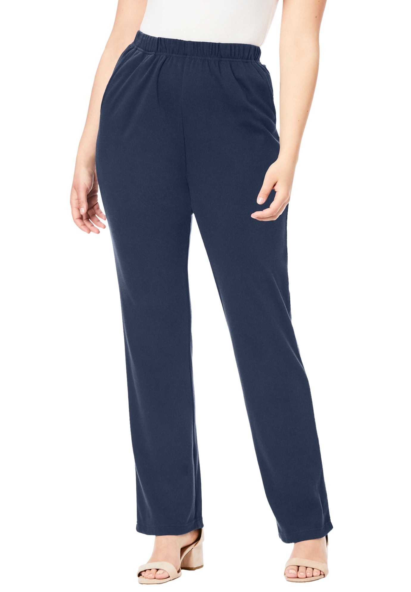Roaman's Women's Plus Size Tall StraightLeg Soft Knit Pant Pull On