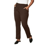 ROAMAN'S Women's Plus Size Petite Plus Size Straight Leg Soft Knit Pull On Pant
