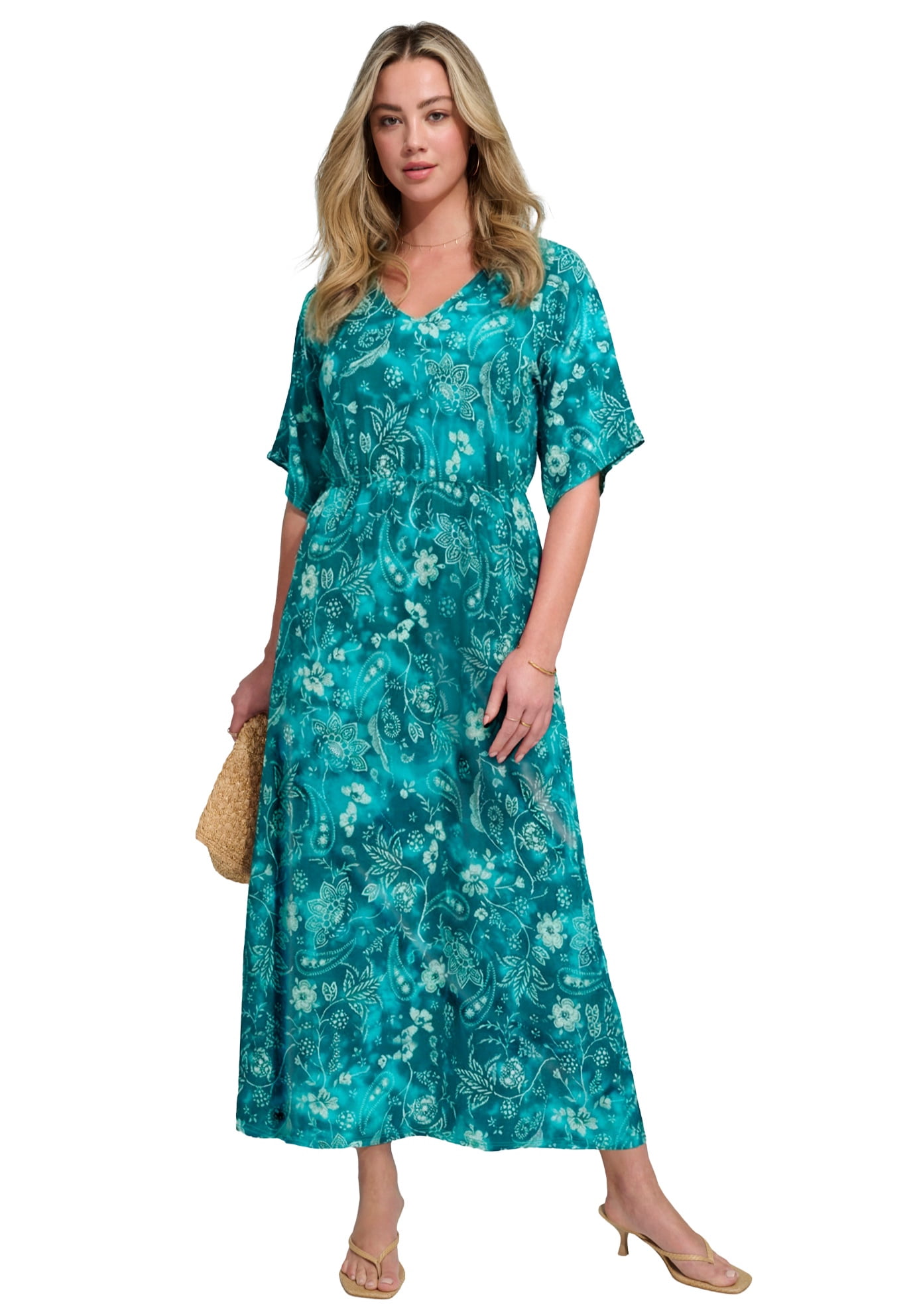 dolman sleeve maxi dress plus size Roaman's Women's Plus Size Stretch Knit Dolman Sleeve Maxi Dress