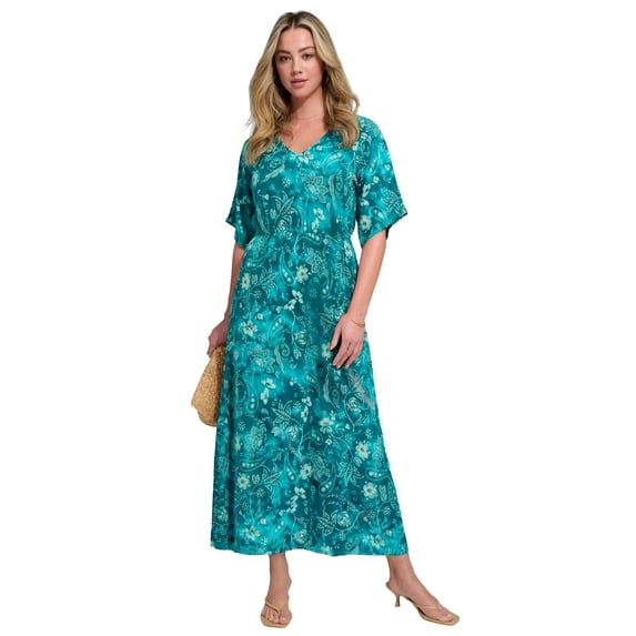 Roaman's Women's Plus Size Stretch Knit Dolman Sleeve Maxi Dress