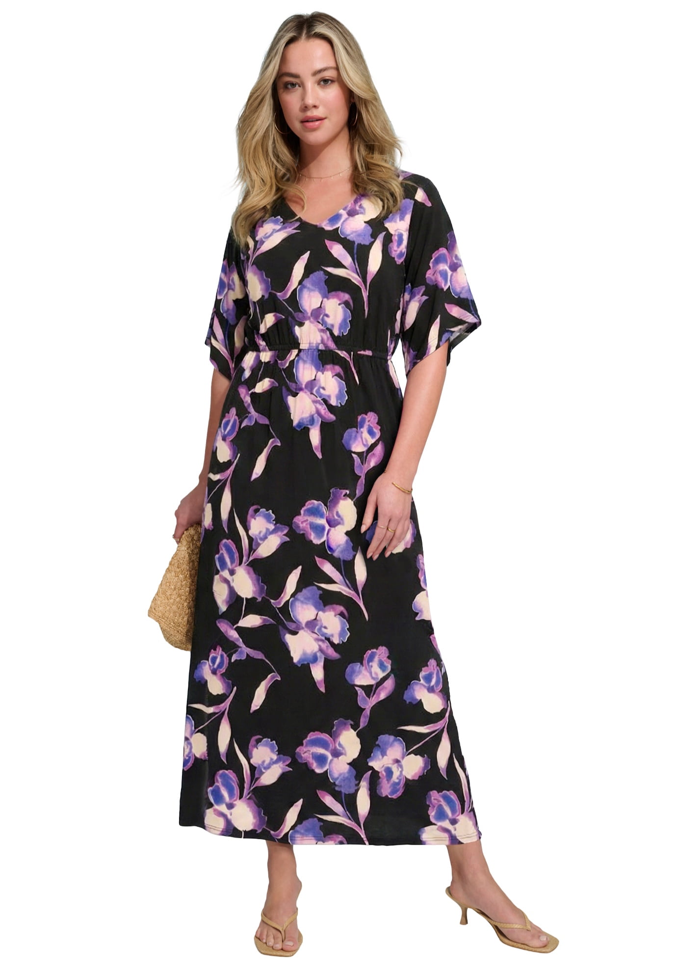 dolman sleeve maxi dress plus size Plus Size Dolman Sleeve Warp Maxi Dress | Daily Party Wear