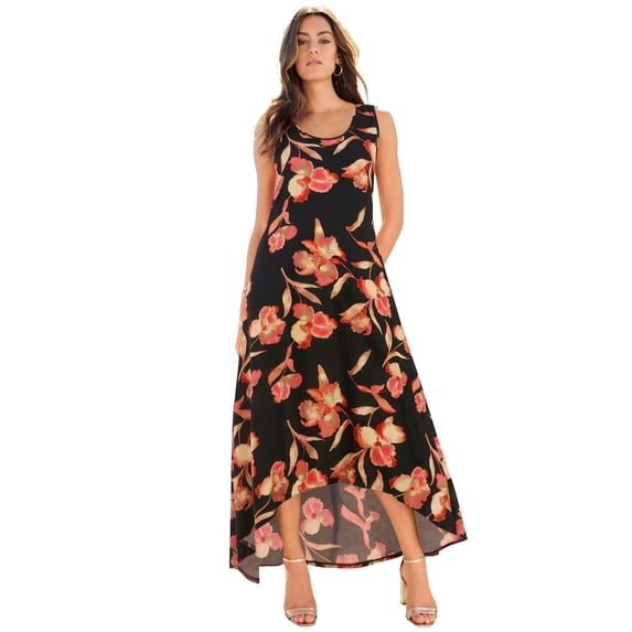 Roaman's Women's Plus Size Stretch Knit Sleeveless A-Line Maxi Dress
