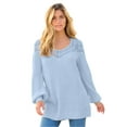 thumbnail image 1 of Roaman's Women's Plus Size Crochet Pullover Sweater With Sweetheart Neckline, 1 of 3
