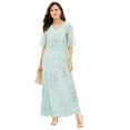 thumbnail image 1 of Roaman's Women's Plus Size Plus-Size Flutter Sleeve Allover Embroidered Gown, 1 of 5
