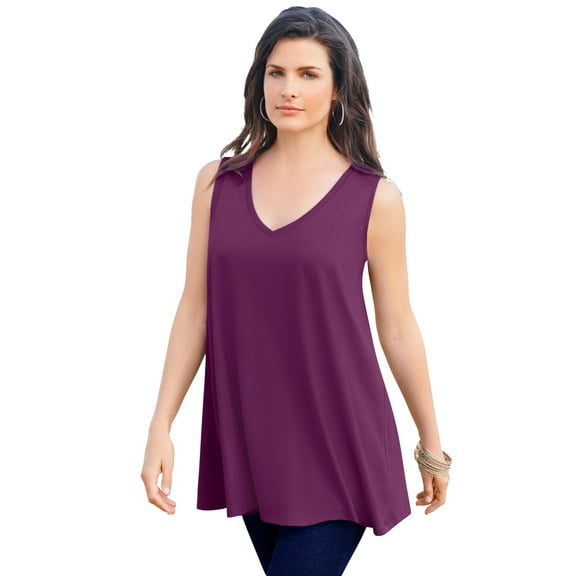 Roaman's Women's Plus Size Cotton Ultimate Swing Tank Top