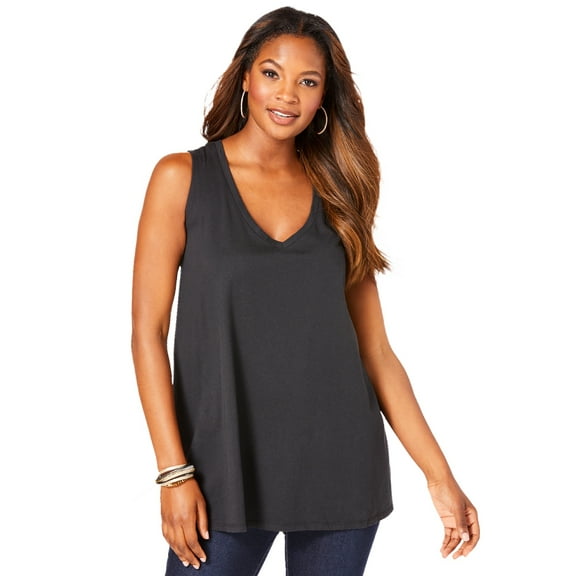 Roaman's Women's Plus Size Cotton Ultimate Swing Tank Top