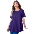 thumbnail image 1 of Roaman's Women's Plus Size Ultimate Cotton Crewneck Short Sleeve Swing Tee, 1 of 6