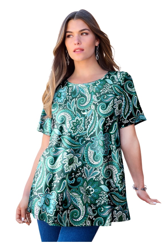 Women's Plus Size Ultimate Cotton Crewneck Short Sleeve Swing Tee