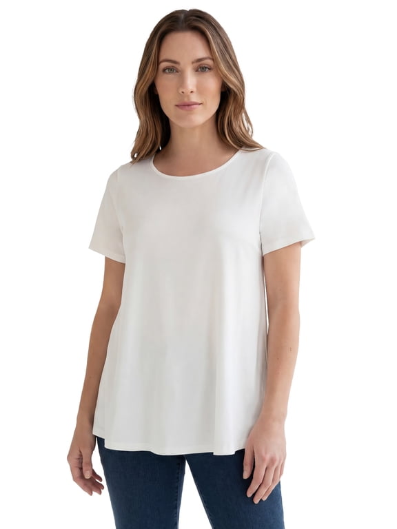 Women's Plus Size Ultimate Cotton Crewneck Short Sleeve Swing Tee