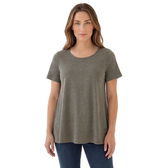 Roaman's Women's Plus Size Ultimate Cotton Crewneck Short Sleeve Swing Tee