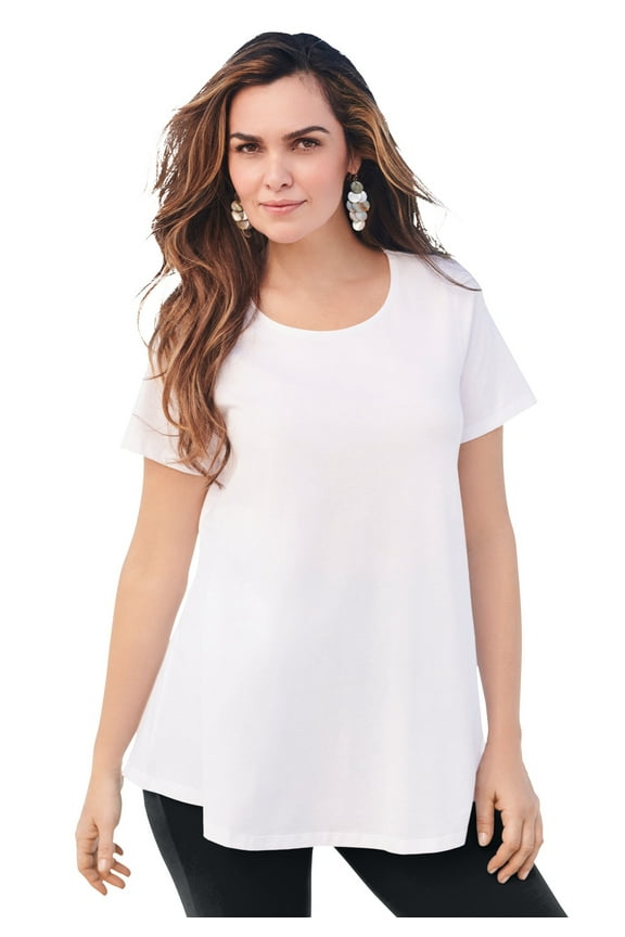 Women's Plus Size Cotton Ultimate Swing Tee With Keyhole Back