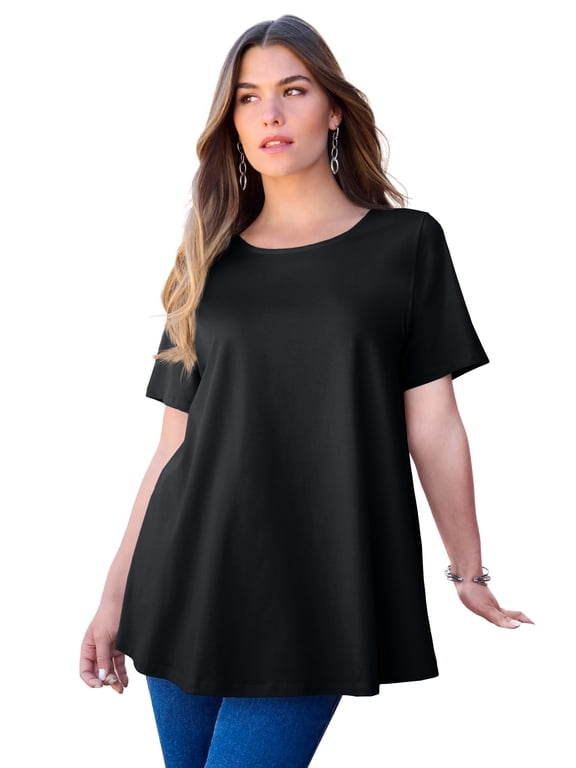 Women's Plus Size Ultimate Cotton Crewneck Short Sleeve Swing Tee