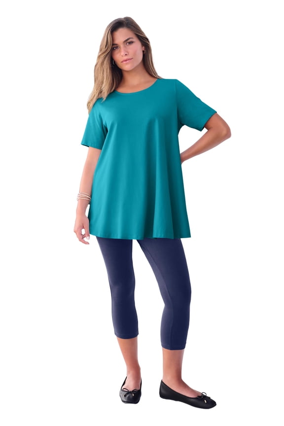 Women's Plus Size Ultimate Cotton Crewneck Short Sleeve Swing Tee