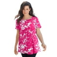 thumbnail image 1 of Roaman's Women's Plus Size Cotton Ultimate Swing Tee With Keyhole Back, 1 of 5