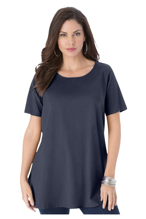 Women's Plus Size Cotton Ultimate Swing Tee With Keyhole Back