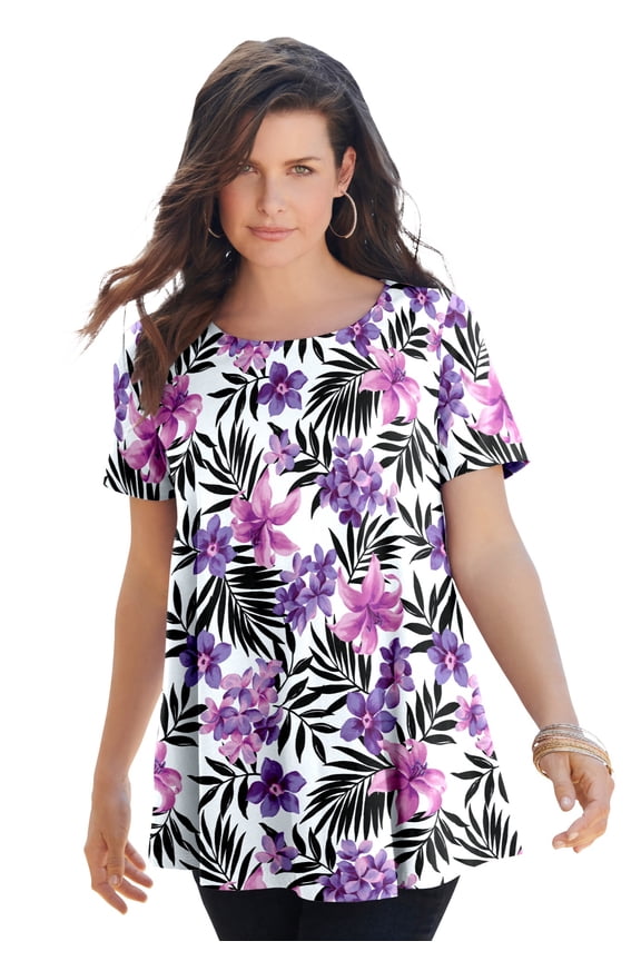 Women's Plus Size Ultimate Cotton Crewneck Short Sleeve Swing Tee