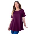 thumbnail image 1 of Roaman's Women's Plus Size Ultimate Cotton Crewneck Short Sleeve Swing Tee, 1 of 6