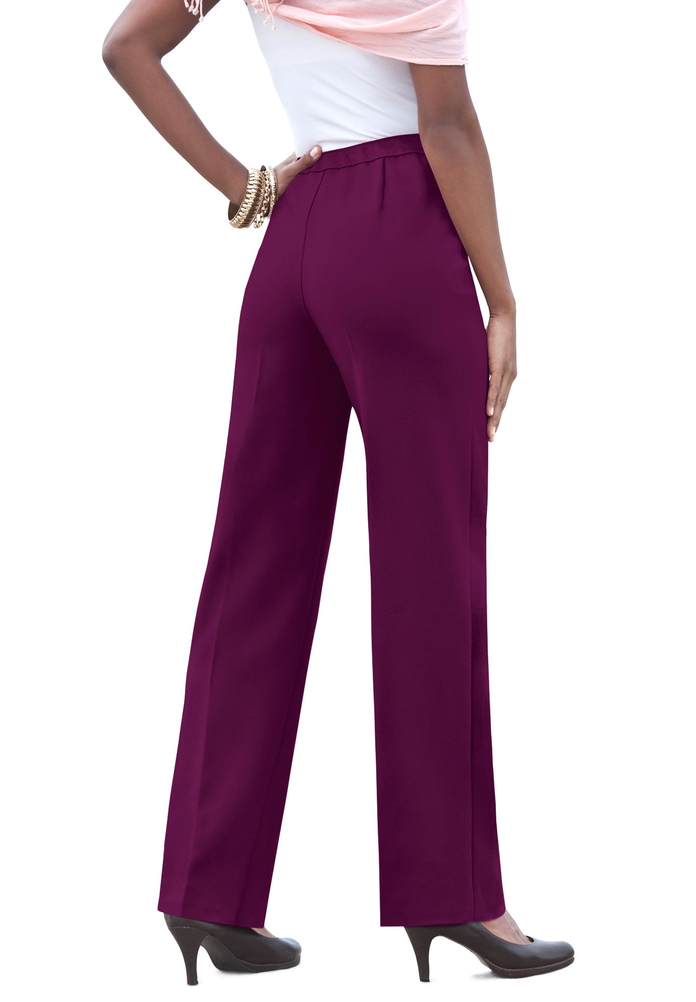 Roaman S Women S Plus Size Tall Classic Bend Over Pant Pull On Slacks