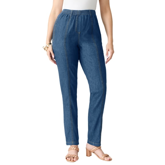 Roaman's Women's Plus Size Easy-Wear Straight Leg Jean