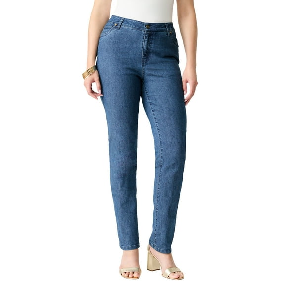 Roaman's Women's Plus Size Tall Plus Size Classic Stretch Straight Leg Jean