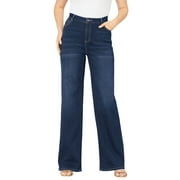 ROAMAN'S Women's Plus Size Tall Plus Size Classic Stretch Wide Leg Jean