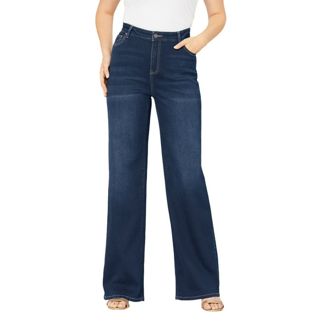 Roaman's Women's Plus Size Tall Iconic Wide Leg Jean