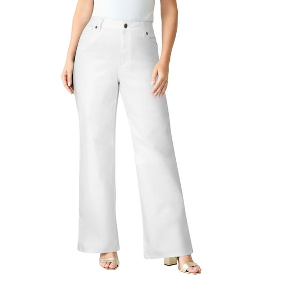 Roaman's Women's Plus Size Tall Plus Size Classic Stretch Wide Leg Jean