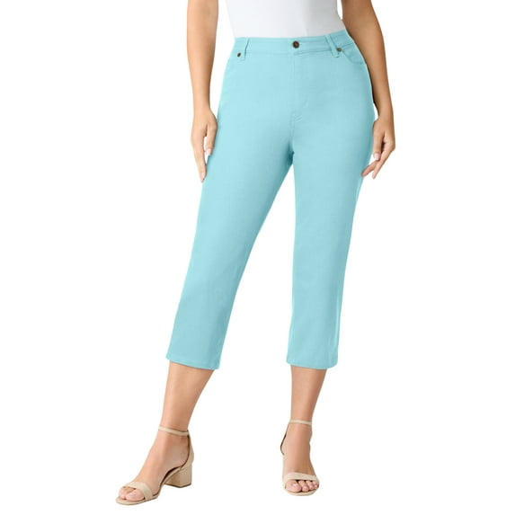 Roaman's Women's Plus Size Tall Plus Size Classic Stretch Capri Jean