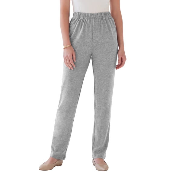 Roaman's Women's Plus Size Petite Plus Size Soft Knit Relaxed Pull-On Straight Leg Pant