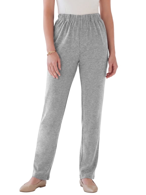 Women's Plus Size Petite Plus Size Soft Knit Relaxed Pull-On Straight Leg Pant
