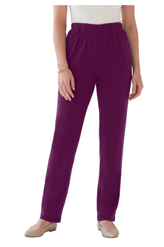 Women's Plus Size Tall Plus Size Soft Knit Relaxed Pull-On Straight Leg Pant