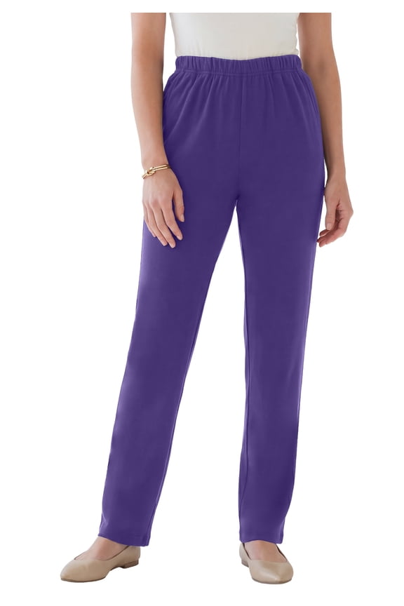 Women's Plus Size Tall Plus Size Soft Knit Relaxed Pull-On Straight Leg Pant