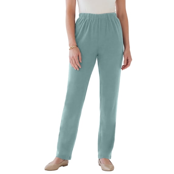 Roaman's Women's Plus Size Petite Plus Size Soft Knit Relaxed Pull-On Straight Leg Pant