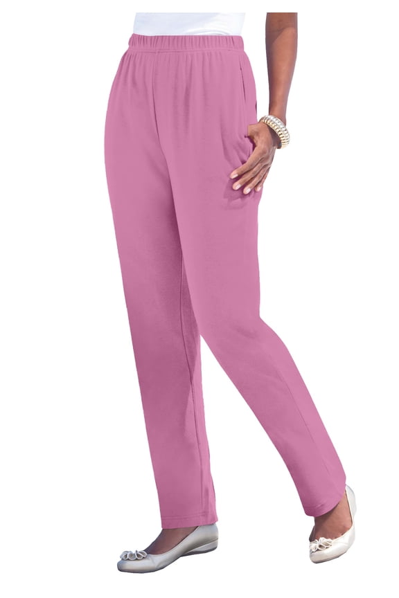 Women's Plus Size Petite Plus Size Straight Leg Soft Knit Pull On Pant