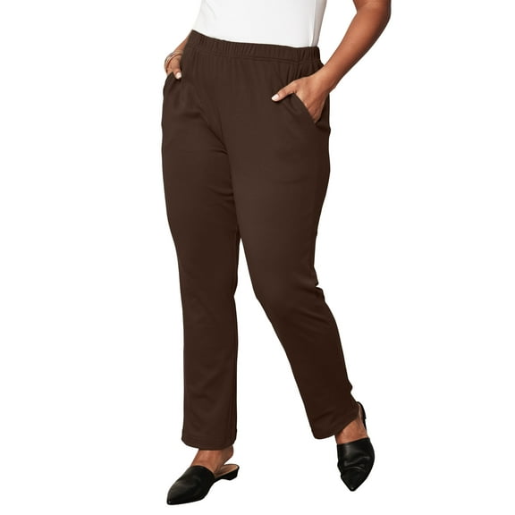 Roaman's Women's Plus Size Tall Plus Size Straight Leg Soft Knit Pull On Pant