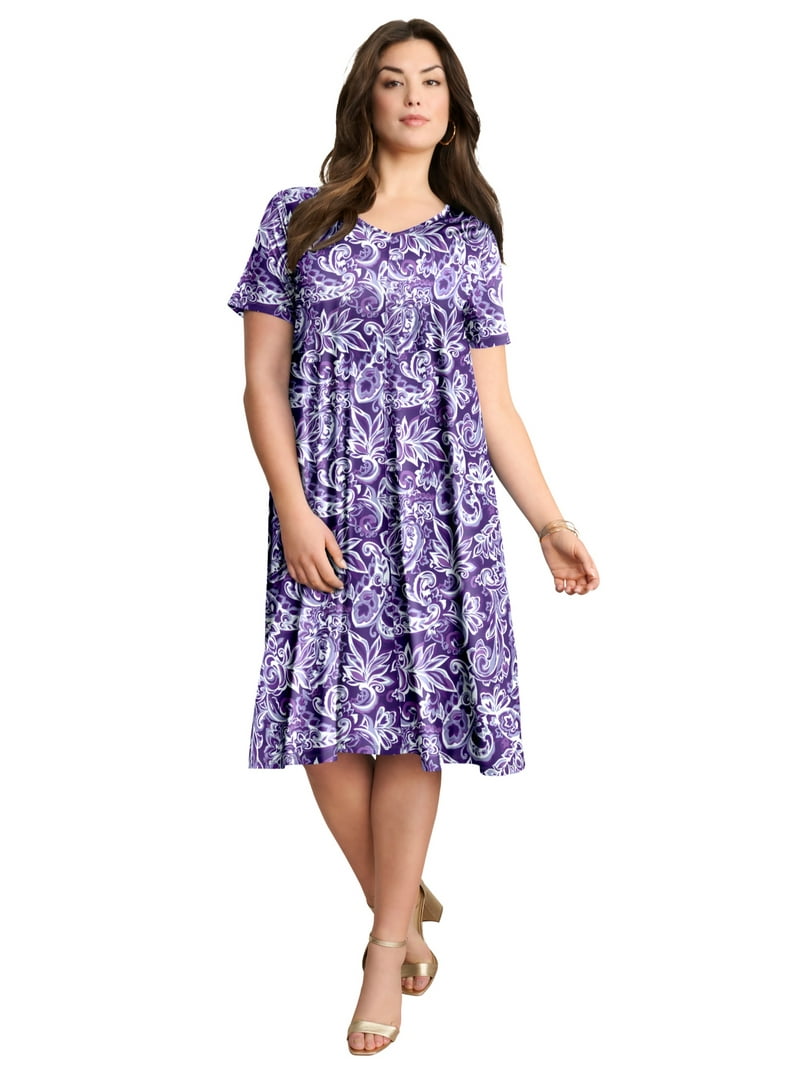 Roaman's Women's Plus Size Petite Plus Size Short Sleeve Sleeve