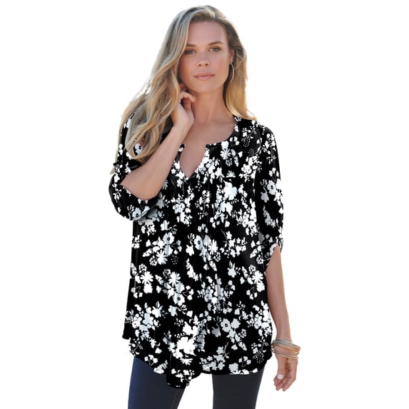 Roaman's Women's Plus Size Tara Pleated Big Shirt