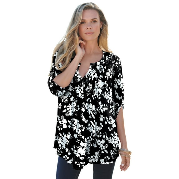 Roaman's Women's Plus Size Tara Pleated Big Shirt