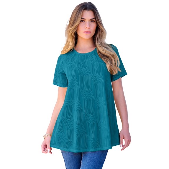 Roaman's Women's Plus Size Textured Knit Swing Tee