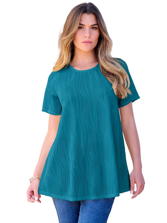 Women's Plus Size Textured Knit Swing Tee