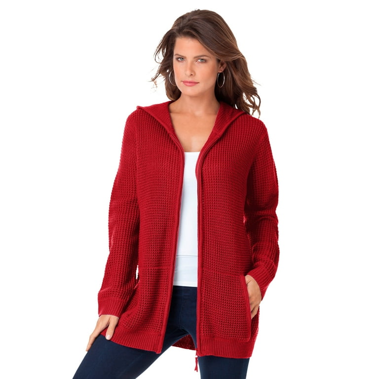 Red zip cheap up cardigan