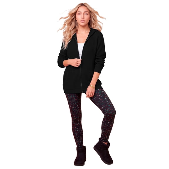 Roaman's Thermal Waffle Hoodie Zip Up Cardigan Jacket