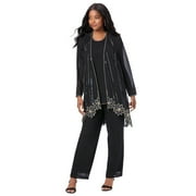 Roaman's Women's Plus Size Three-Piece Beaded Pant Set