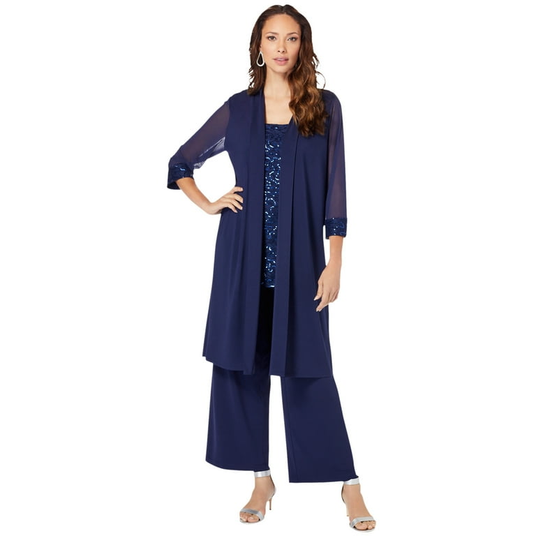 Three-Piece Lace Duster & Pant Suit